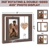 Couple Rotating Picture Frame for Couples, Wooden Photo Frames for Boyfriend Girlfriend Husband Wife, Gifts for Valentine's Day Anniversary